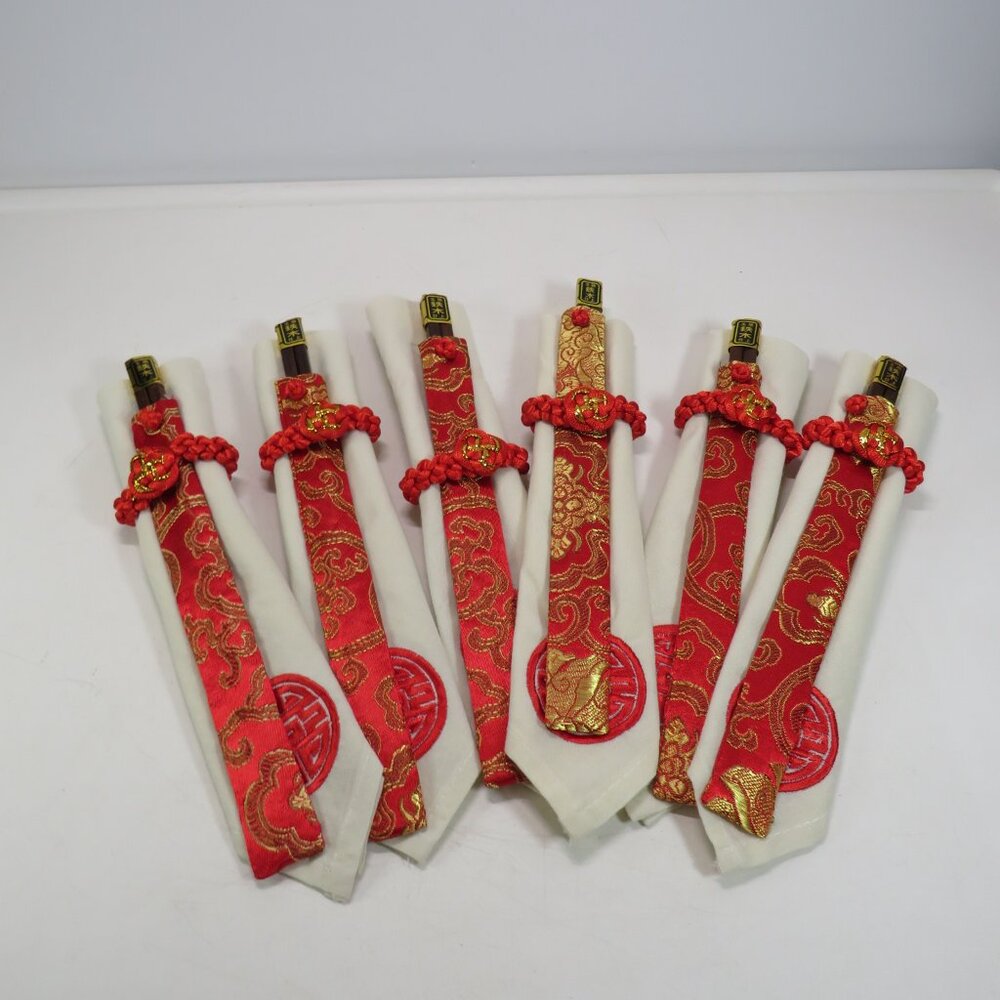 Asian Red & Gold (6) Table Setting Set - Picture 6 of 11